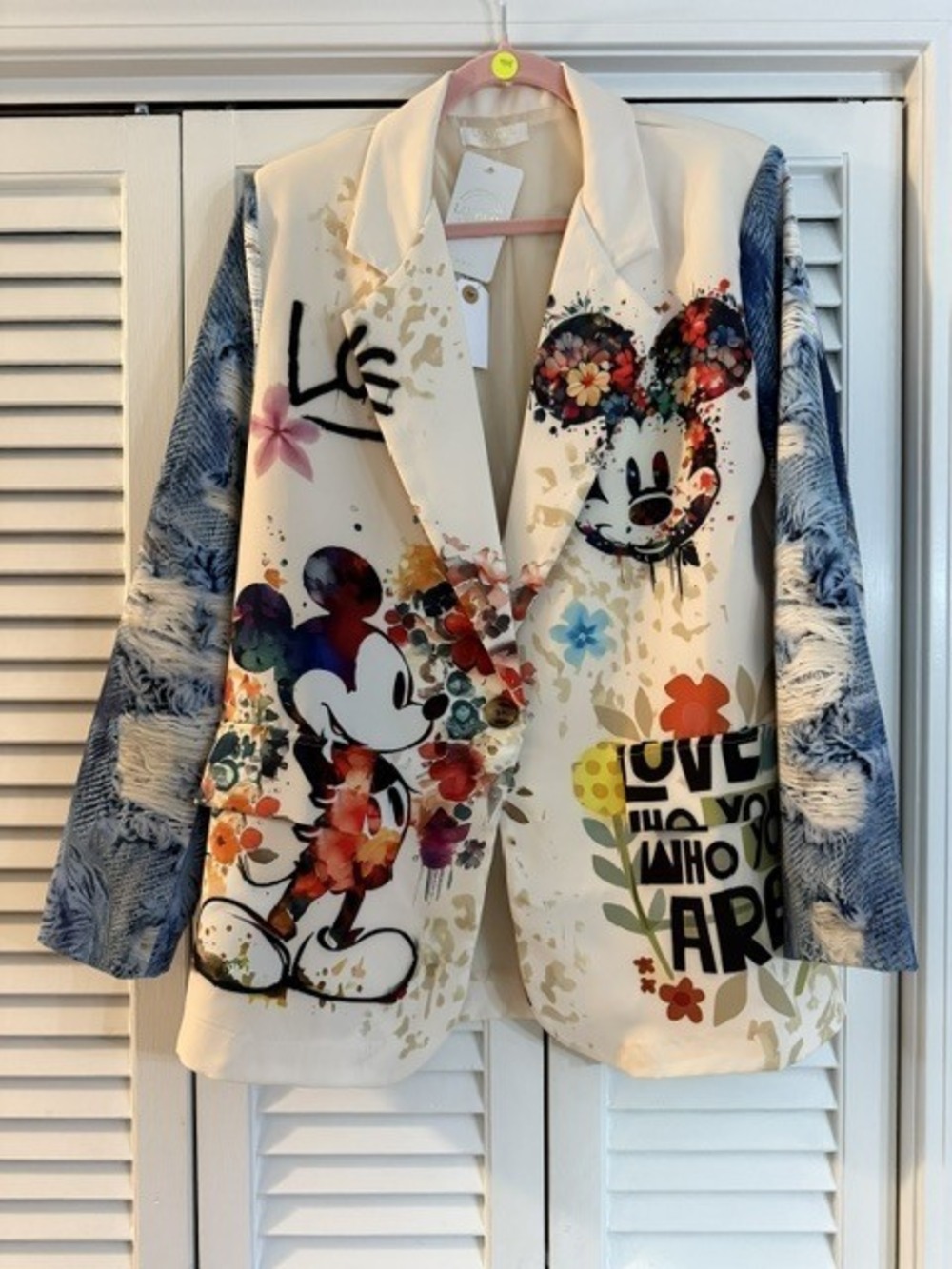 L988 | Loowie Mickey Love Who You Are Print Blazer | One Size S-L